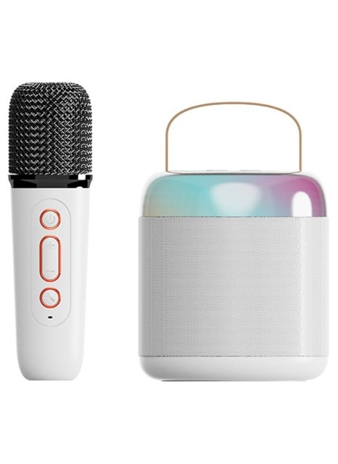 Portable Bluetooth Karaoke Speaker with Wireless Microphones for Home Enjoyment Party White