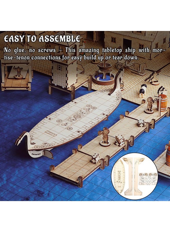 CZYY D & D Miniatures Viking Longship Wood Laser Cut 2.5cm Square Grid Ship Battle Map for Dungeons and Dragons, Pathfinder or Other Tabletop RPG - Image 5