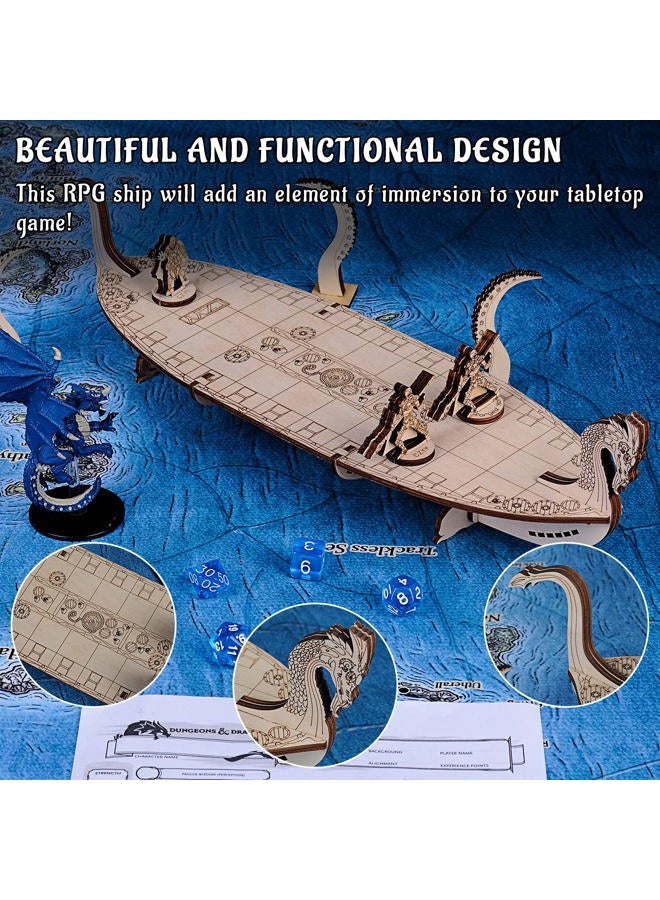 CZYY D & D Miniatures Viking Longship Wood Laser Cut 2.5cm Square Grid Ship Battle Map for Dungeons and Dragons, Pathfinder or Other Tabletop RPG - Image 2