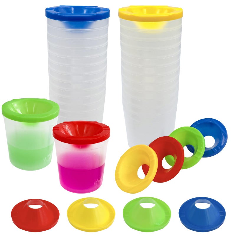 No Spill Paint Cups 24pcs Paint Cups with Lids for Kids Suitable for Kids Paint Spill Proof Paint Cups are Ideal for Classroom Art Supplies and Crafts Durable Paint Cups with Lids4 Colors