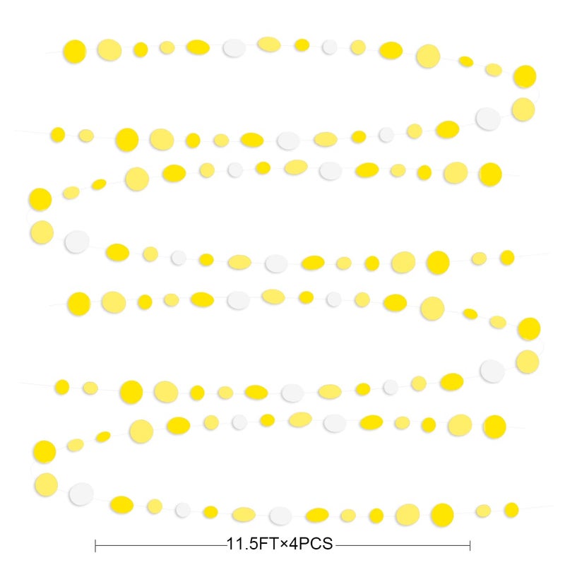 pinkblume 46 Ft Yellow White Circle Dots Garland Gradient Yellow Polka Dot Hanging Paper Streamer for Wedding Bridal Shower Birthday Baby Shower Engagement Bee Sunflower Lemon Theme Party Decorations Supplies - Image 2