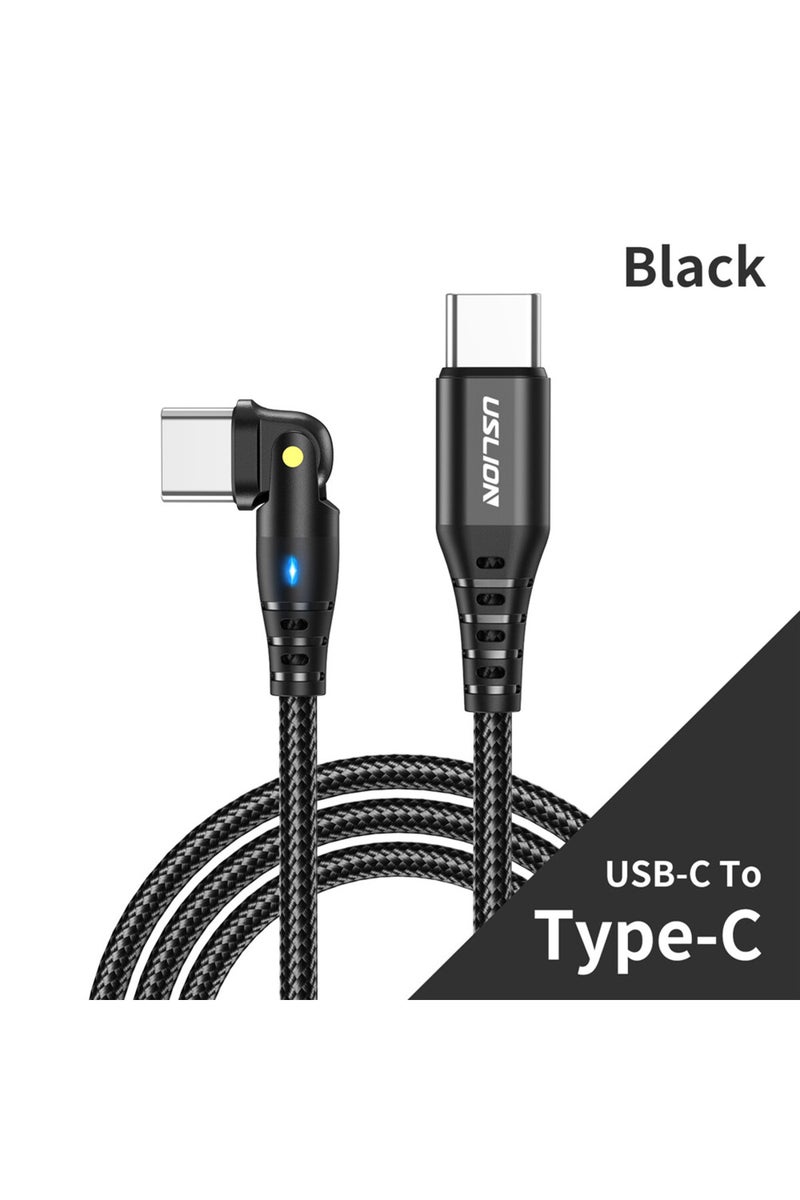 2M Black USB C to USB C USLION 60W USB C To USB C Cable 3A PD Type C To Type C Cord Fast Charging Wi