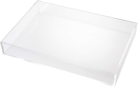 Fantasia منظم مستحضرات التجميل الأكريليكي الشفاف صينية تنظيم الحمام لتخزين مستحضرات التجميل والفرش والمجوهرات منظم المكياج منظم المكتب القابل للتكديس تخزين المكياج 24 سم فانتازيا - Image 3