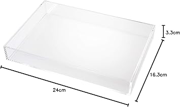 Fantasia منظم مستحضرات التجميل الأكريليكي الشفاف صينية تنظيم الحمام لتخزين مستحضرات التجميل والفرش والمجوهرات منظم المكياج منظم المكتب القابل للتكديس تخزين المكياج 24 سم فانتازيا - Image 4