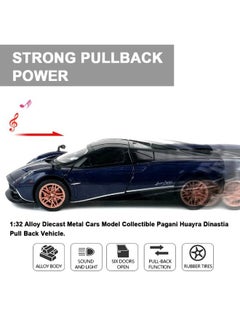Model car 1:32 Pagani Huayra Dinastia Car Model Toy, Diecast Zinc Alloy Pull Back Collectible Toy Car, Sound and Light Pull Back Model Car for Kids Boy Girl Gift  - Image 5