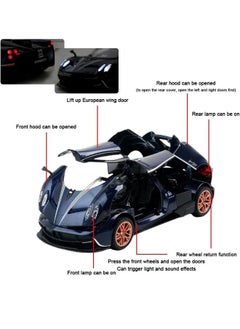 Model car 1:32 Pagani Huayra Dinastia Car Model Toy, Diecast Zinc Alloy Pull Back Collectible Toy Car, Sound and Light Pull Back Model Car for Kids Boy Girl Gift  - Image 3