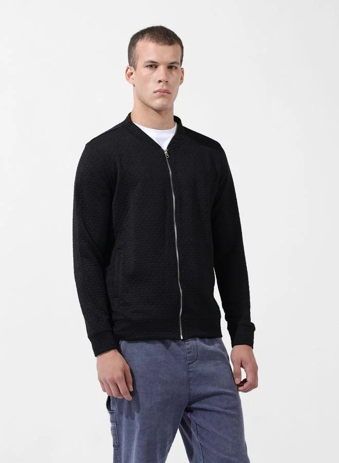 The Indian Garage Co Men Regular Fit Self Design Round Neck Full Sleeves Sweatshirt