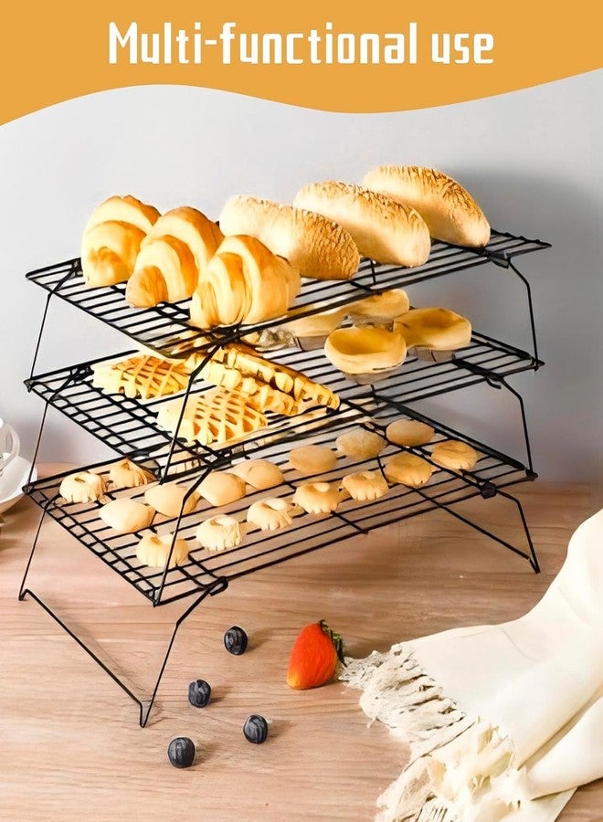 EBOFAB 3-Tier Cooling Rack for Baking Cookies Cake Bread Pastries and More – Space-Saving Stackable Wire Cooling Rack with Nonstick Coating for Even Airflow Perfect for Baking & Party Snacks - Image 2