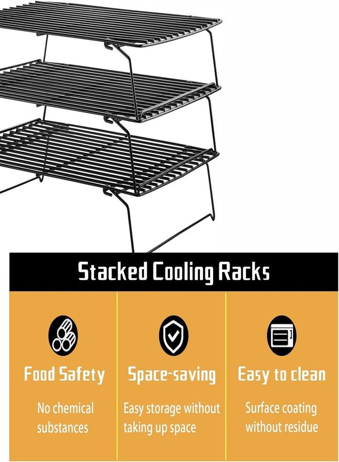 EBOFAB 3-Tier Cooling Rack for Baking Cookies Cake Bread Pastries and More – Space-Saving Stackable Wire Cooling Rack with Nonstick Coating for Even Airflow Perfect for Baking & Party Snacks - Image 4