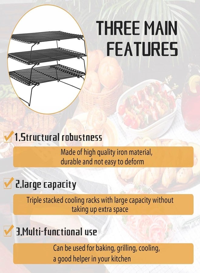 EBOFAB 3-Tier Cooling Rack for Baking Cookies Cake Bread Pastries and More – Space-Saving Stackable Wire Cooling Rack with Nonstick Coating for Even Airflow Perfect for Baking & Party Snacks - Image 3
