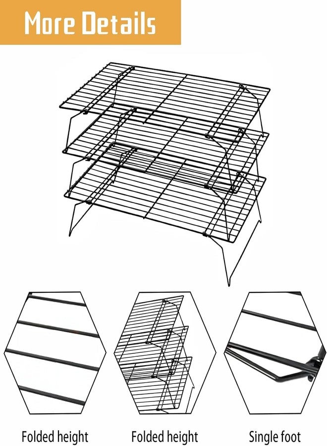 EBOFAB 3-Tier Cooling Rack for Baking Cookies Cake Bread Pastries and More – Space-Saving Stackable Wire Cooling Rack with Nonstick Coating for Even Airflow Perfect for Baking & Party Snacks - Image 5