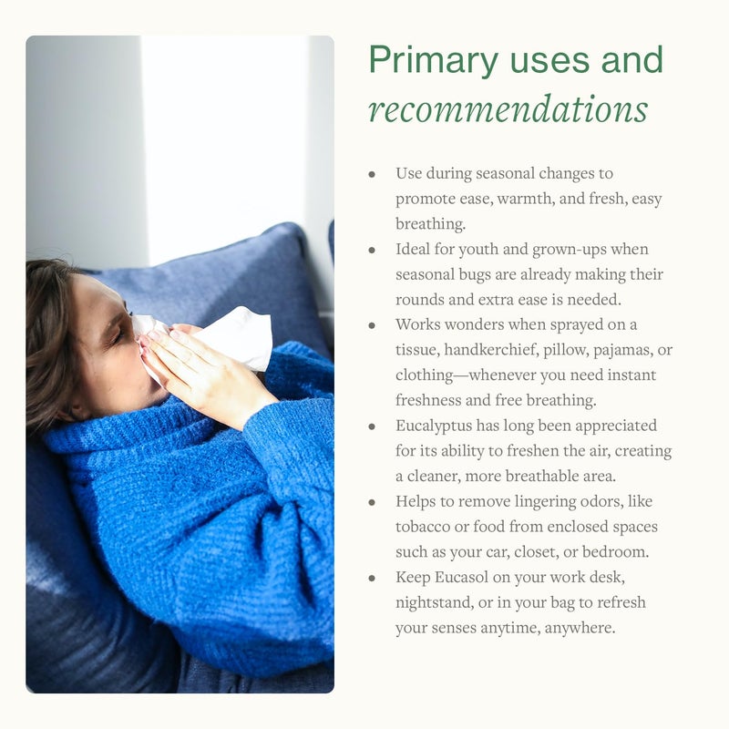 SwissJust Eucasol Spray 75ml. Enriched With Eucalyptus Essential Oil. Alternative Room, Pillow Or Fabric Spray. Eucalyptus Spray by Swiss Just - Image 3