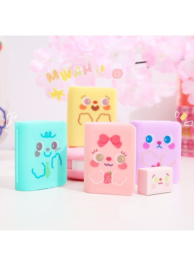 NIIMBOT 4 Pack Book Shaped Pencil Sharpener with Eraser, Cute Cartoon Student Eraser Pencil Sharpener Manual Sharpener for Kids, Office, Home, School Supplies (4 Colors)  - Image 4