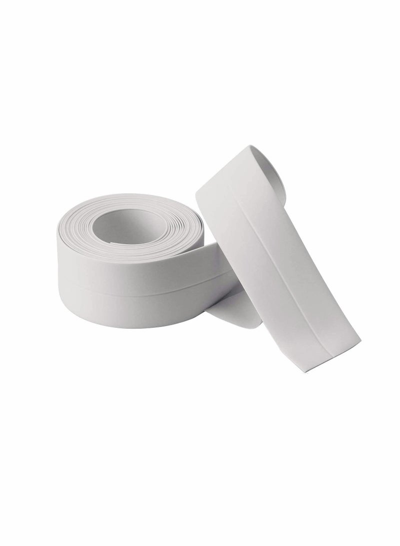Waterproof & Adhesive Caulk Strip Flexible Self Adhesive Tape for Kitchen Bathroom Bathtub Toilet Wall Floor Self Adhesive Caulk Strip Tile Sealer Moisture Mold Protector White 1PCS  - Image 2