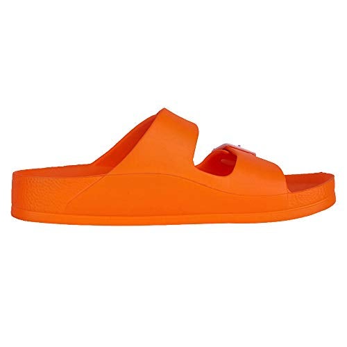 FUNKYMONKEY Women's Comfort Slides Double Buckle Adjustable EVA Flat Sandals (7 M US, Fluo Orange) - Image 3
