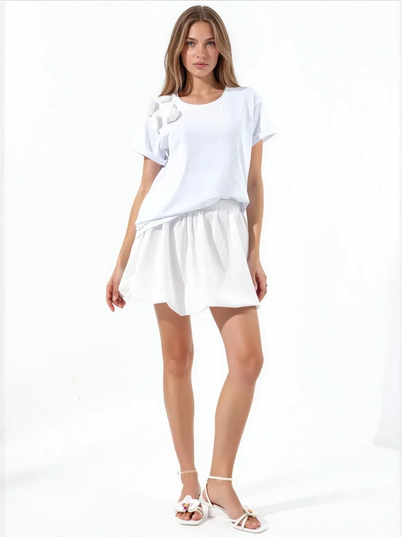 Jennyfer White Cotton Two-Piece Coord for Women | Best Price UAE