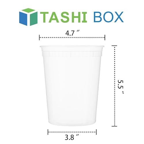 TashiBox 24 Sets 32 oz Plastic Deli Containers with Lids - Clear Airtight Food Storage & Meal Prep Containers, BPA Free, Stackable, Leakproof, Microwave & Freezer Safe - Image 3