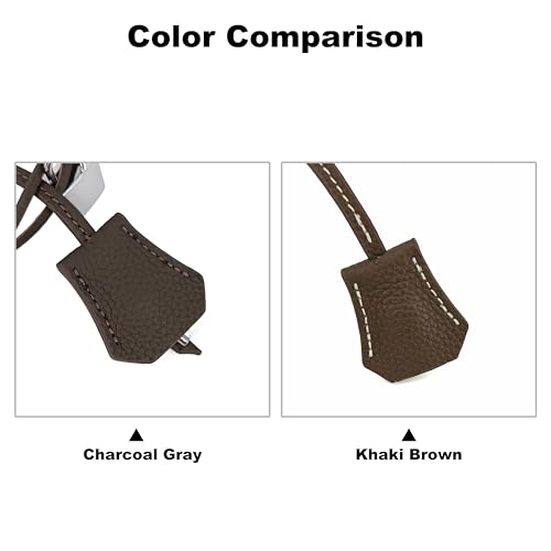 M-ioi-M Genuine Leather Key Clochette Bag Charms, Bell Shaped Key Holder Purse Pendant Ornament, Deco Keychain, Accessories Replacement for Luxury Designer Handbags (Khaki Brown w/gold padlock) - Image 2