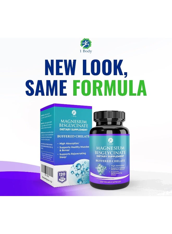 1 Body Magnesium Bisglycinate Chelate - 120 Vegan Capsules - Image 4