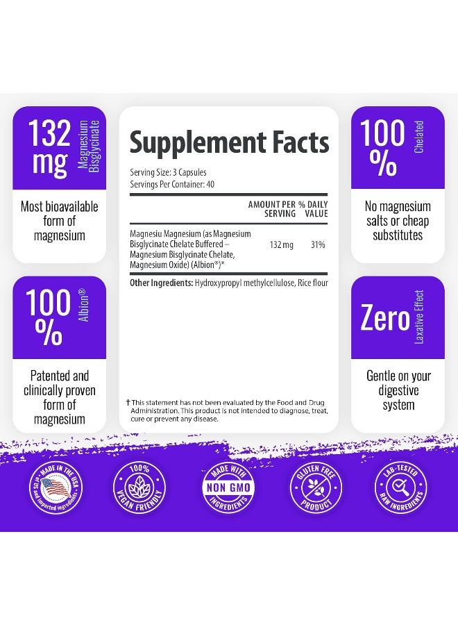 1 Body Magnesium Bisglycinate Chelate - 120 Vegan Capsules - Image 2