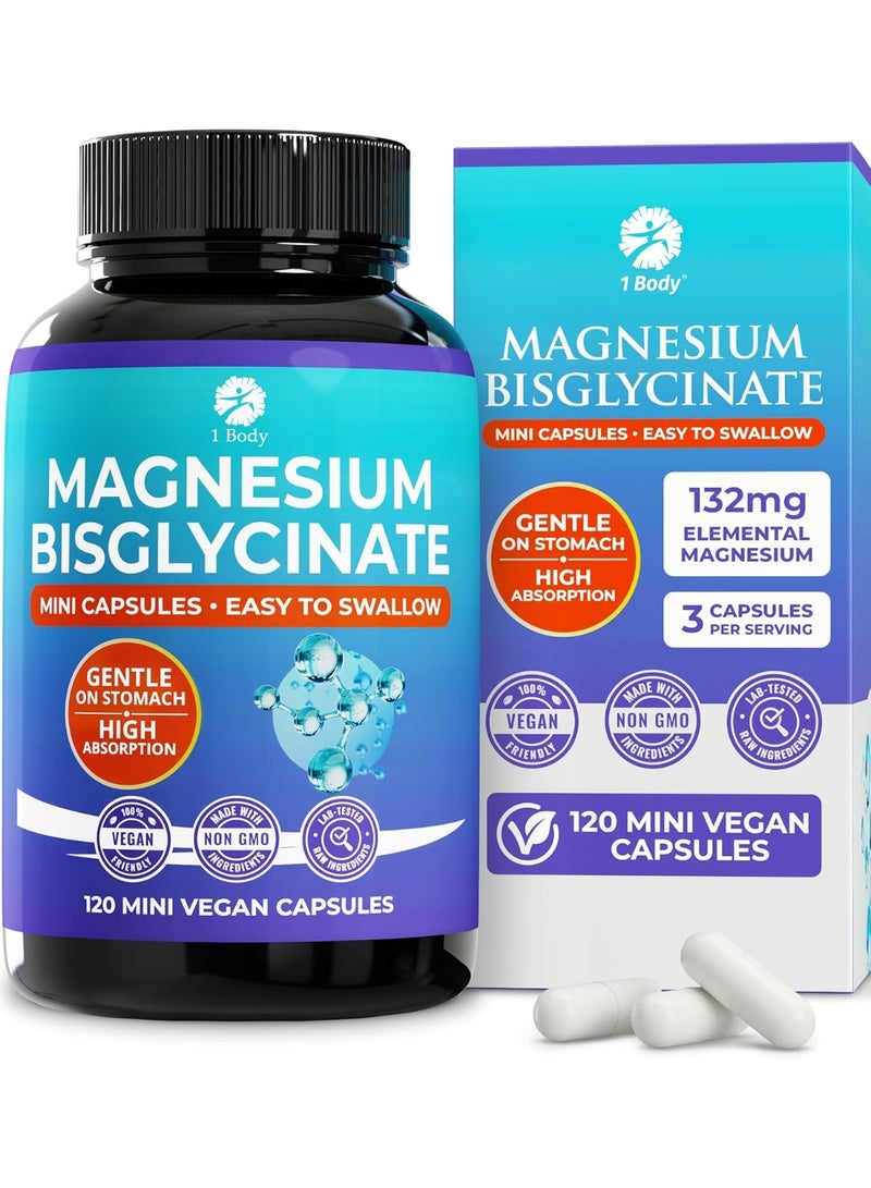1 Body Magnesium Bisglycinate Chelate - 120 Vegan Capsules - Image 1