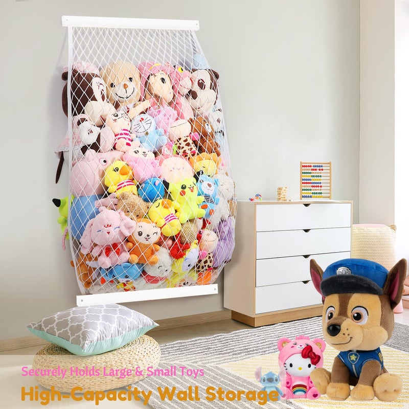 VOMELON Stuffed Animal Storage Holder, Elastic Stuffed Animal Net,Door/ Wall Mount Length Adjustable Hanging Stuffed Animal Organizer, Plushie Net For Nursery Play Room-White Boards Patent - Image 4