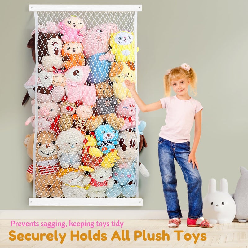VOMELON Stuffed Animal Storage Holder, Elastic Stuffed Animal Net,Door/ Wall Mount Length Adjustable Hanging Stuffed Animal Organizer, Plushie Net For Nursery Play Room-White Boards Patent - Image 2