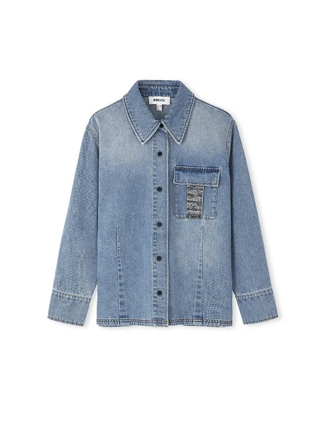 Ipekyol Regular Fit Embroidered Denim Shirt