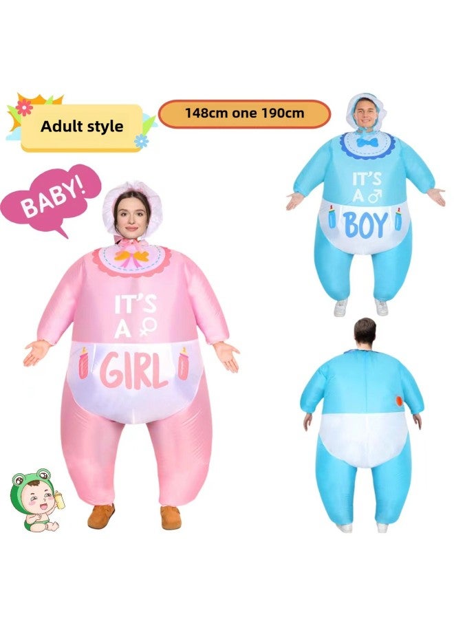 [Pink Only] Funny Boy & Girl Inflatable Baby Role-Playing Halloween Giant Baby Doll Inflatable Baby Performance Costume - Color: [Pink Only] - Image 1