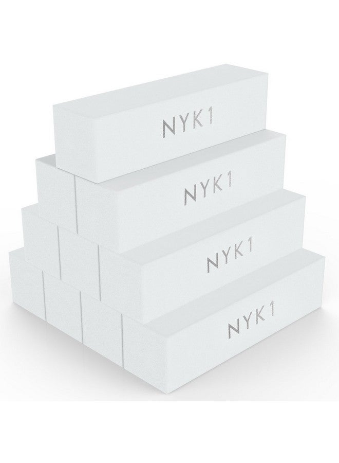 NYK1 White Nail Buffer Sanding Block - (Pack of 10) NYK1 Professional Salon Quality Grit Nail Buffer File for Sanding, Filing Natural, Shellac or Acrylic Gel Nails - Image 1