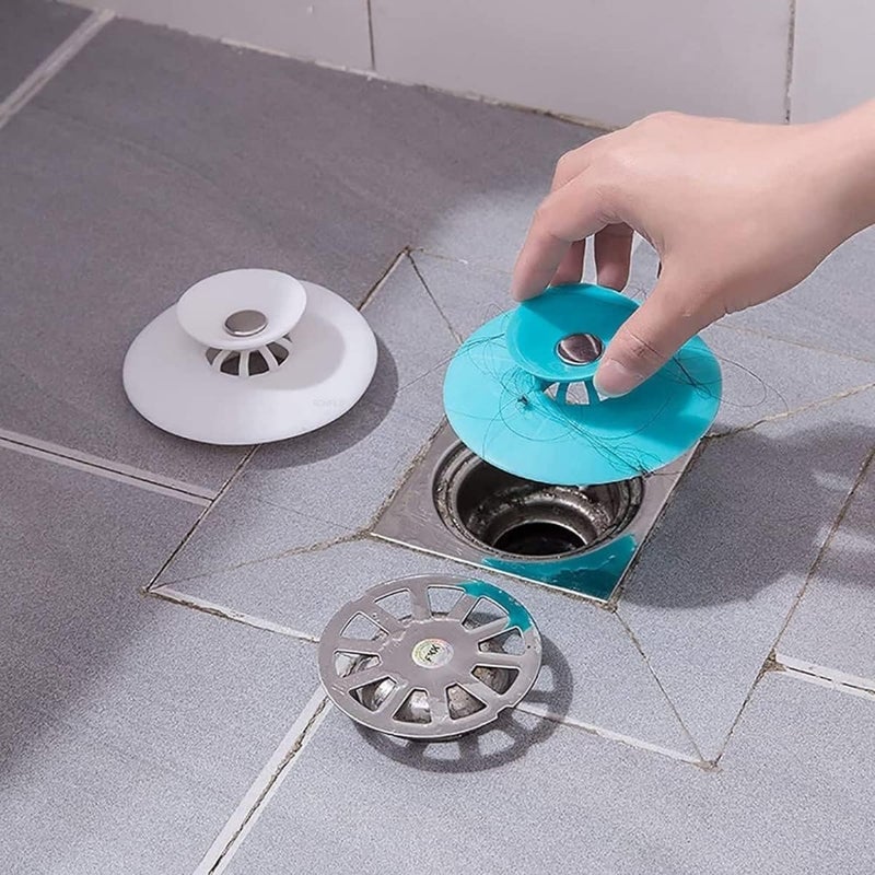 NIL JO Silicone Stopper and Filter Drain Stopper 2 in 1 Drainer Stopper with Hair Catcher Silicone and Filter/Strainer/Hair Catcher for Bathroom/Wash Basin/Kitchen Sink/Bathtub(2pcs) - Image 1