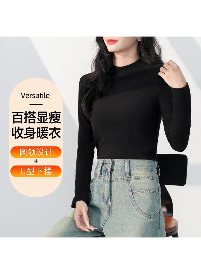 pincai 2025 New Autumn Winter Layering Black Round Neck Top Women'S Base Shirt - Image 2