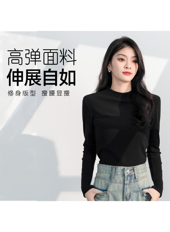 pincai 2025 New Autumn Winter Layering Black Round Neck Top Women'S Base Shirt - Image 4