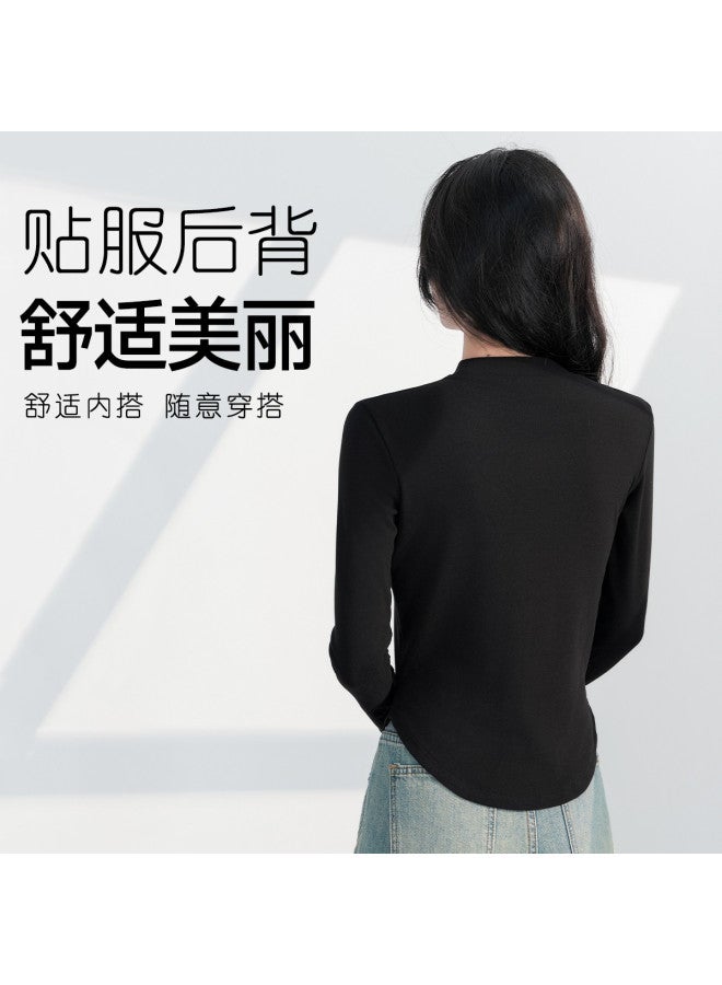 pincai 2025 New Autumn Winter Layering Black Round Neck Top Women'S Base Shirt - Image 5
