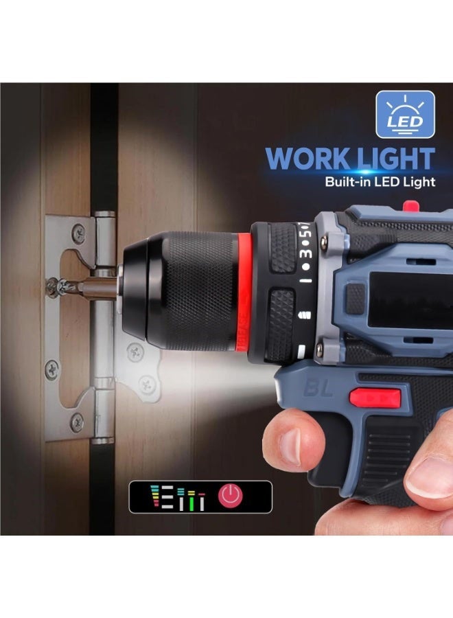 58V Cordless Drill – Brushless Power Drill Set with 2 Batteries, Charger & Accessories - Image 4