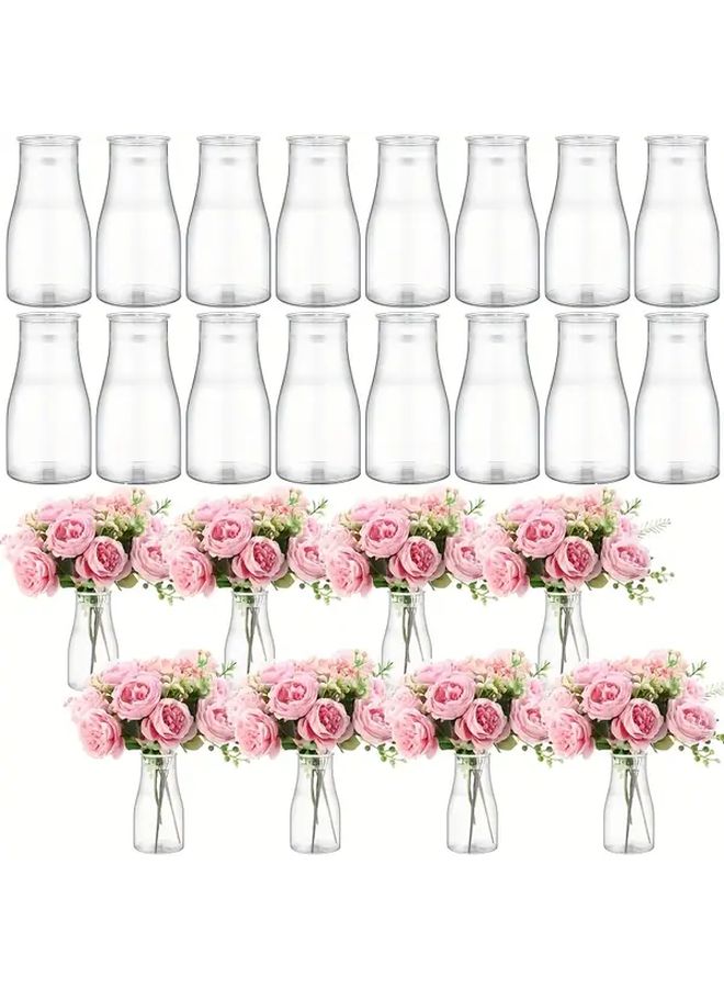 12 Clear Plastic Vases Transparent Grey Contemporary Cylinder Durable Table Decor For Wedding Party Home Dining Formal Events - Image 1
