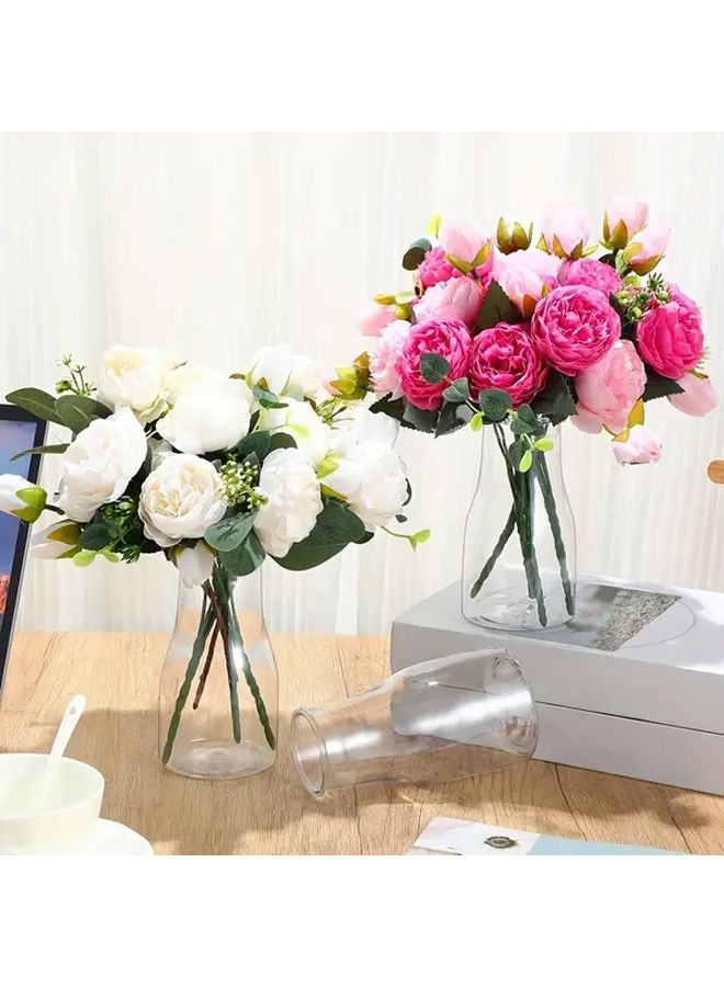 12 Clear Plastic Vases Transparent Grey Contemporary Cylinder Durable Table Decor For Wedding Party Home Dining Formal Events - Image 2