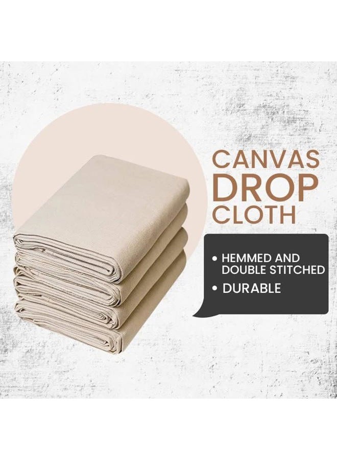 ZUPERIA Canvas Drop Cloth for Painting (Size 6 x 9 Feet - Pack of 4) - Pure Cotton Painters Drop Cloth for Painting, Furniture & Floor Protection - All Purpose Thick Canvas tarp with Double Stitched Edges. - Image 4