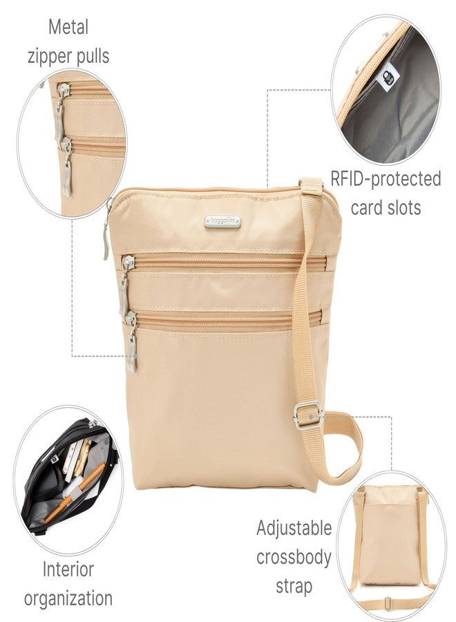 Baggallini Essential Crossbody Bags for Women 9x8" Organized Lightweight Washable Nylon Travel Handbag Purse w/RFID Protection - Image 3