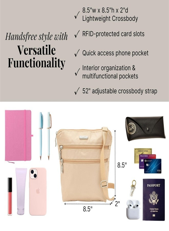 Baggallini Essential Crossbody Bags for Women 9x8" Organized Lightweight Washable Nylon Travel Handbag Purse w/RFID Protection - Image 4