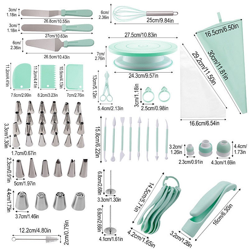 Cake turntable suit Nordic color 207 piece set baking tools suit piping spatula cake hand turntable - Image 5