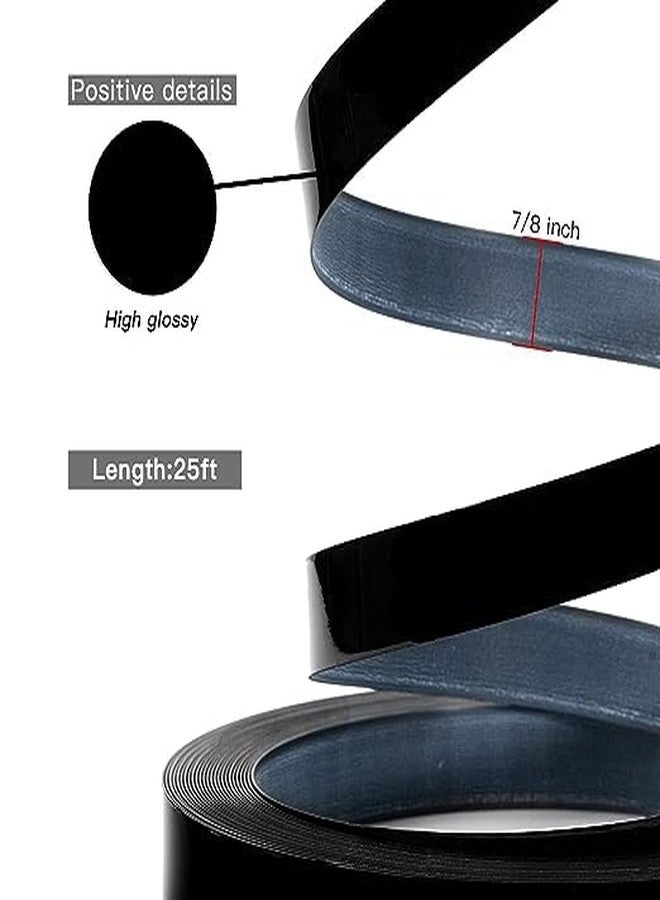 ZYJT Black Edge Banding, 7/8" x 25ft PVC Glossy Veneer Edging for Table Cabinet Furniture - Non-Glued - Image 2