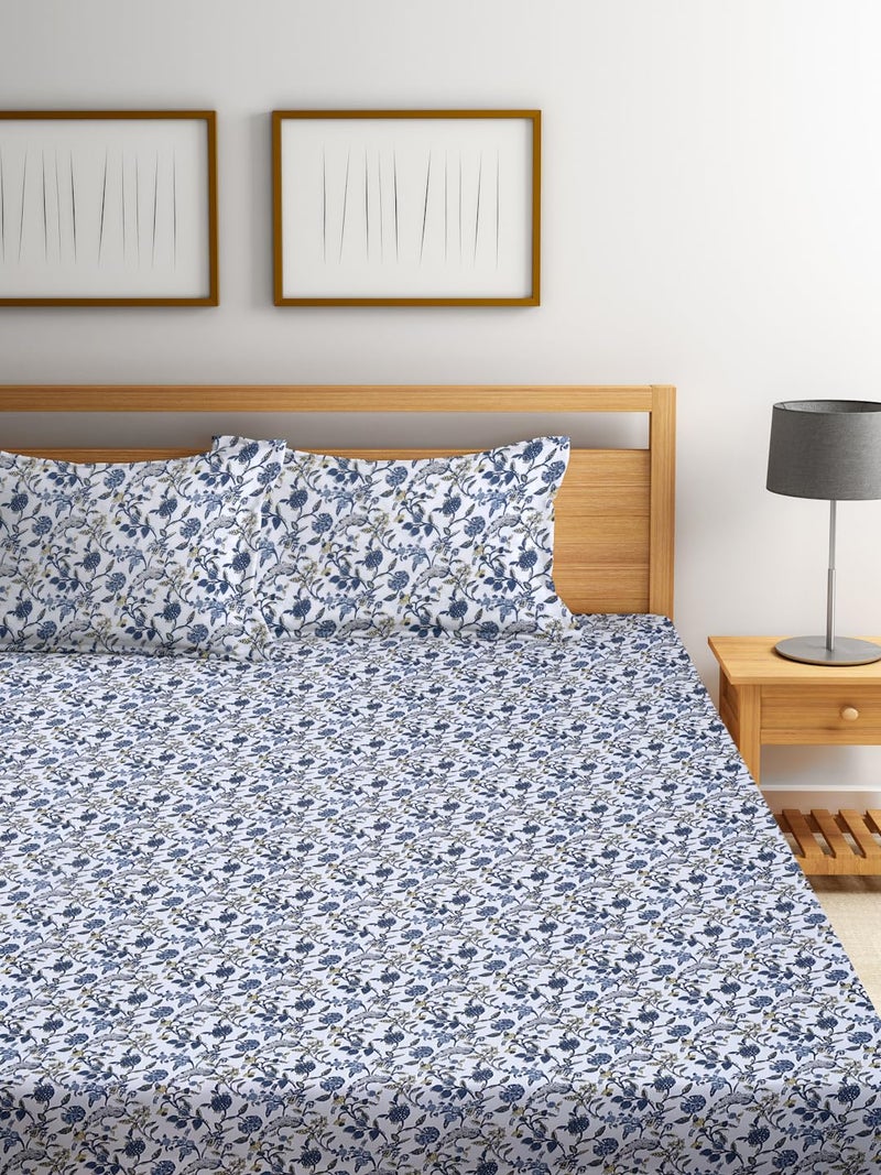 Ambra Linens Bed Sheet Set - 100% Cotton Soft & Smooth Flat Sheet for Double Bed, All-Season Use, Luxurious Bedding with 1 Bedsheet and 2 Pillowcases for Comfort, Style, and Durability - Image 1