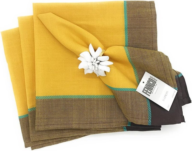 Fennco Styles Maison Beaujard Provencal Design Table Dinner Cloth Napkin 20x20 NapkinSet of 4 Marigold - Image 2
