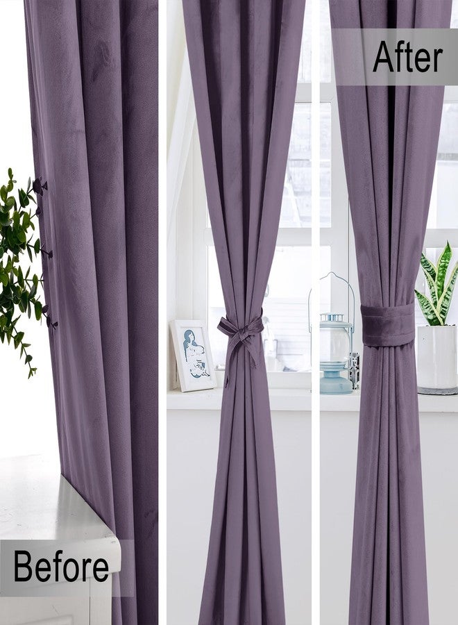XWZO Purple Velvet Curtains 84 Inches Long, Elegent Soft Luxury Curtains for Living Room, Thermal Insulated Room Darkening Purple Curtain for Bedroom Decor, Velvet Drapes Set 2 Panels - Image 2