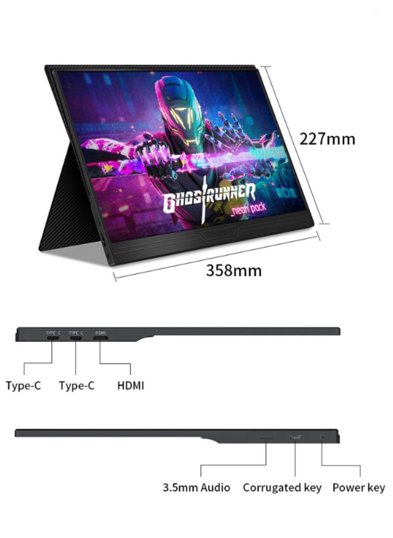 HILUKE - Portable Monitor, 15.6in 1080P FHD Laptop Monitor USB-C HDMI External Computer Display HDR IPS Gaming Monitor w/Smart Cover & Speaker, 2nd Screen for PC Mac Phone Switch PS5 - Image 1