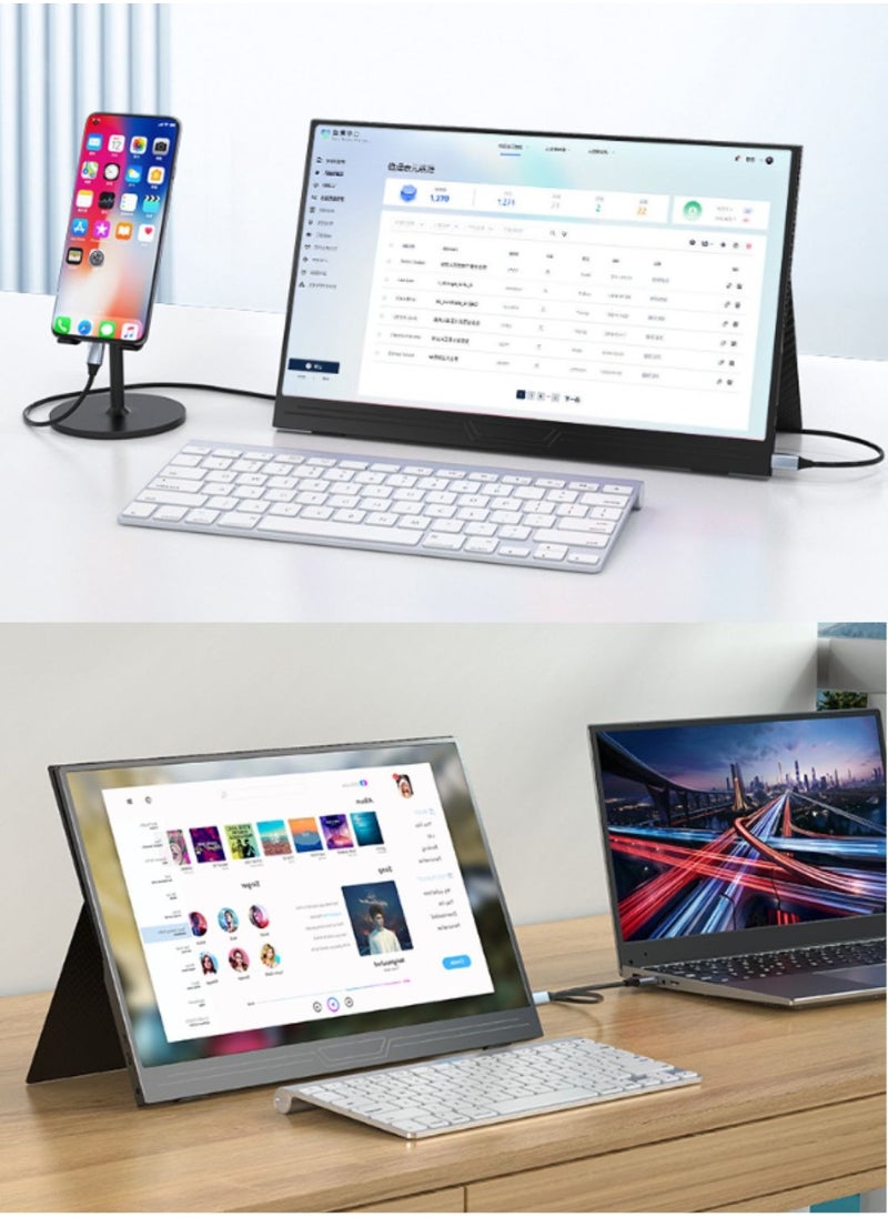 HILUKE - Portable Monitor, 15.6in 1080P FHD Laptop Monitor USB-C HDMI External Computer Display HDR IPS Gaming Monitor w/Smart Cover & Speaker, 2nd Screen for PC Mac Phone Switch PS5 - Image 1