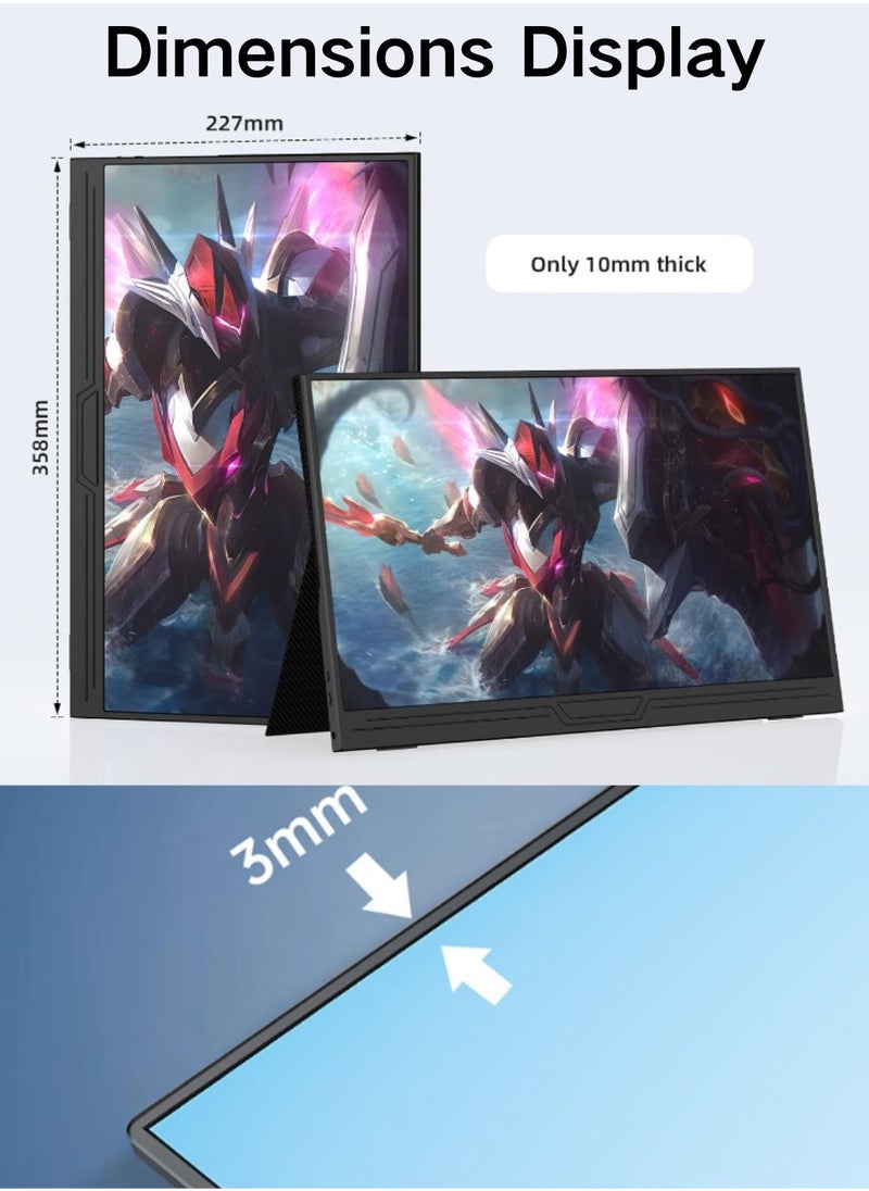 HILUKE - Portable Monitor, 15.6in 1080P FHD Laptop Monitor USB-C HDMI External Computer Display HDR IPS Gaming Monitor w/Smart Cover & Speaker, 2nd Screen for PC Mac Phone Switch PS5 - Image 1