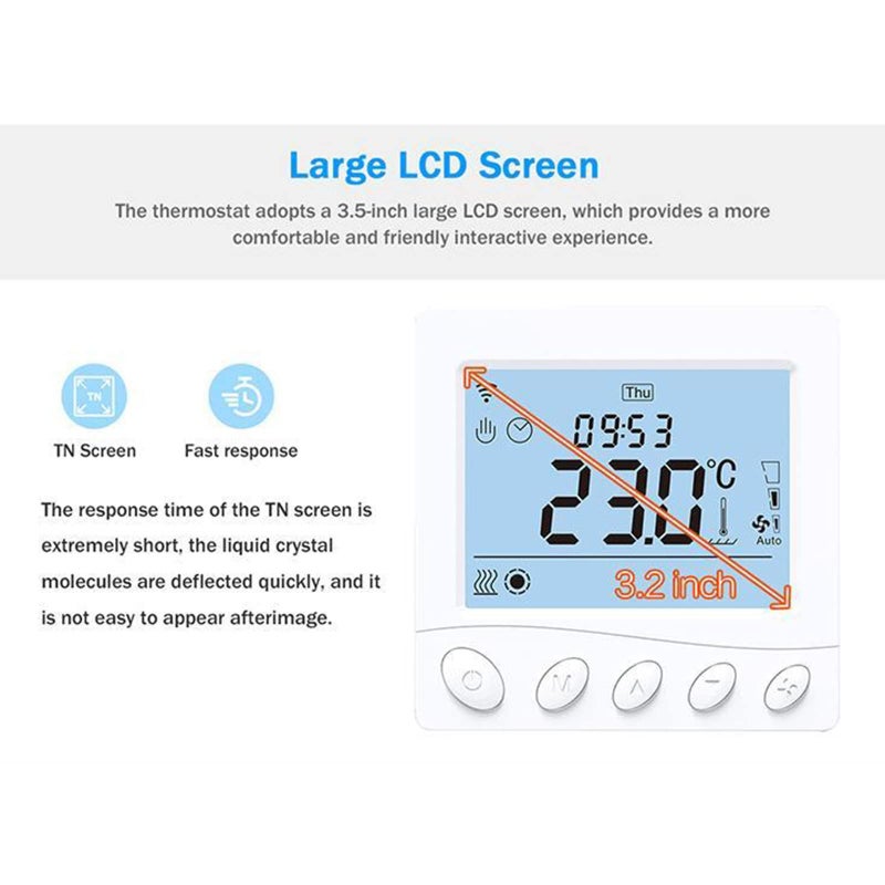 Smart WiFi Thermostat For 2 Pipe Floor Heating With 3.2 Inch LCD Display - Image 3