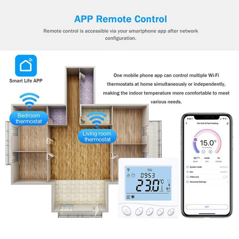 Smart WiFi Thermostat For 2 Pipe Floor Heating With 3.2 Inch LCD Display - Image 5